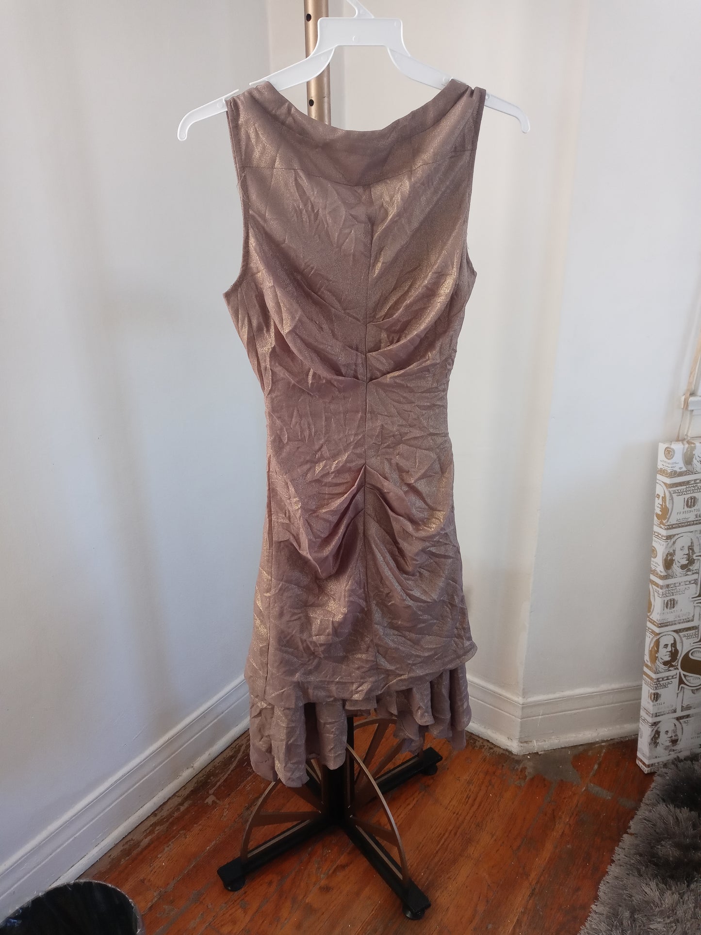 Doe & Rae Gold Silk Metallic Short Knee Length Dress - Women's Size Small - Brand New Never Worn - Still Has Original Tags