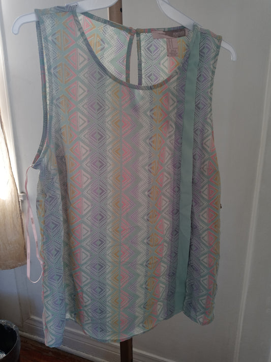 Forever 21 Women's Blouse Top Slip On Over Head , Sleeveless W Shoulder Straps - Brand New With Original Tags - 100% Polyester