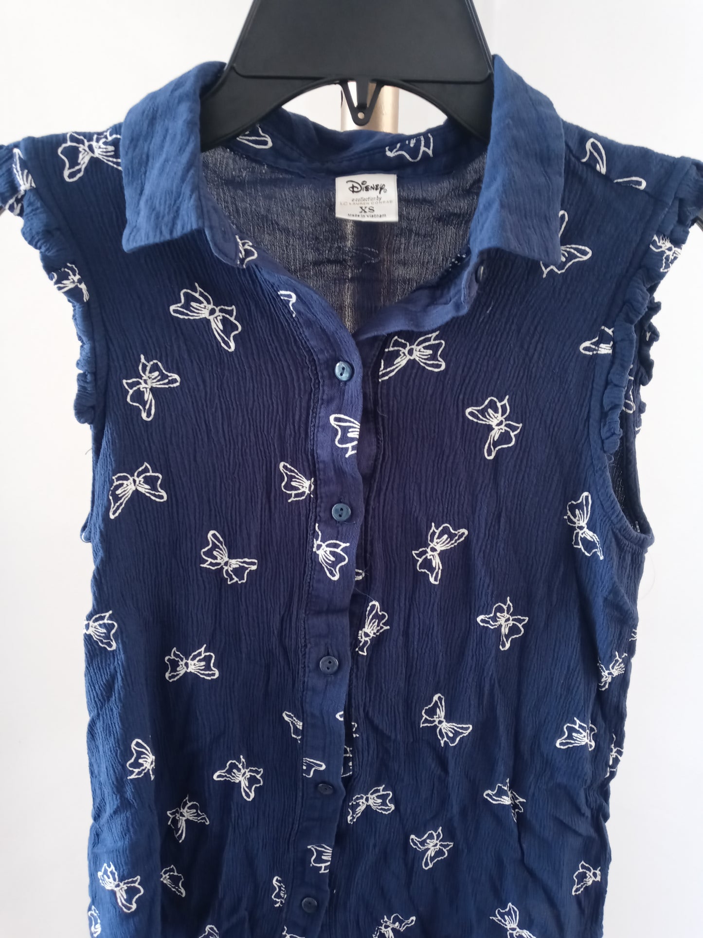 Disney A Collection Lauren Conrad Minnie Mouse Navy Blue Blouse kids girls Top -