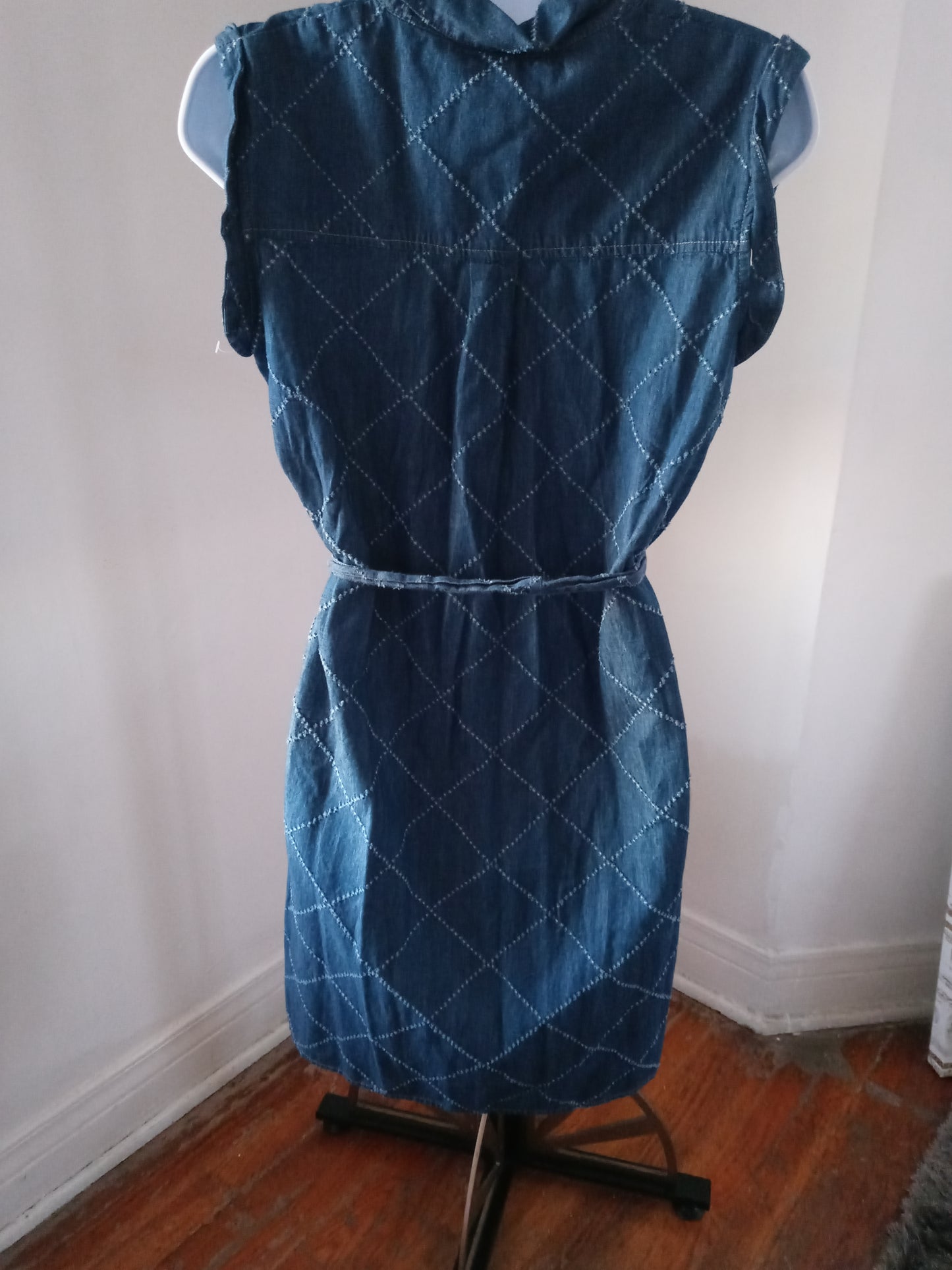 Tommy Hilfiger indigo Diamond Sleeveless Tie - Waist Maxi Knee Length Shirt Dress