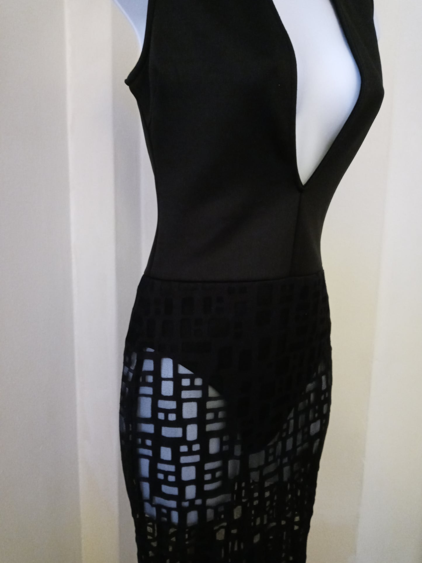 Fashion Nova Black v Cute Sheer Body Con Full Length Sleeveless Maxi Dress In Black