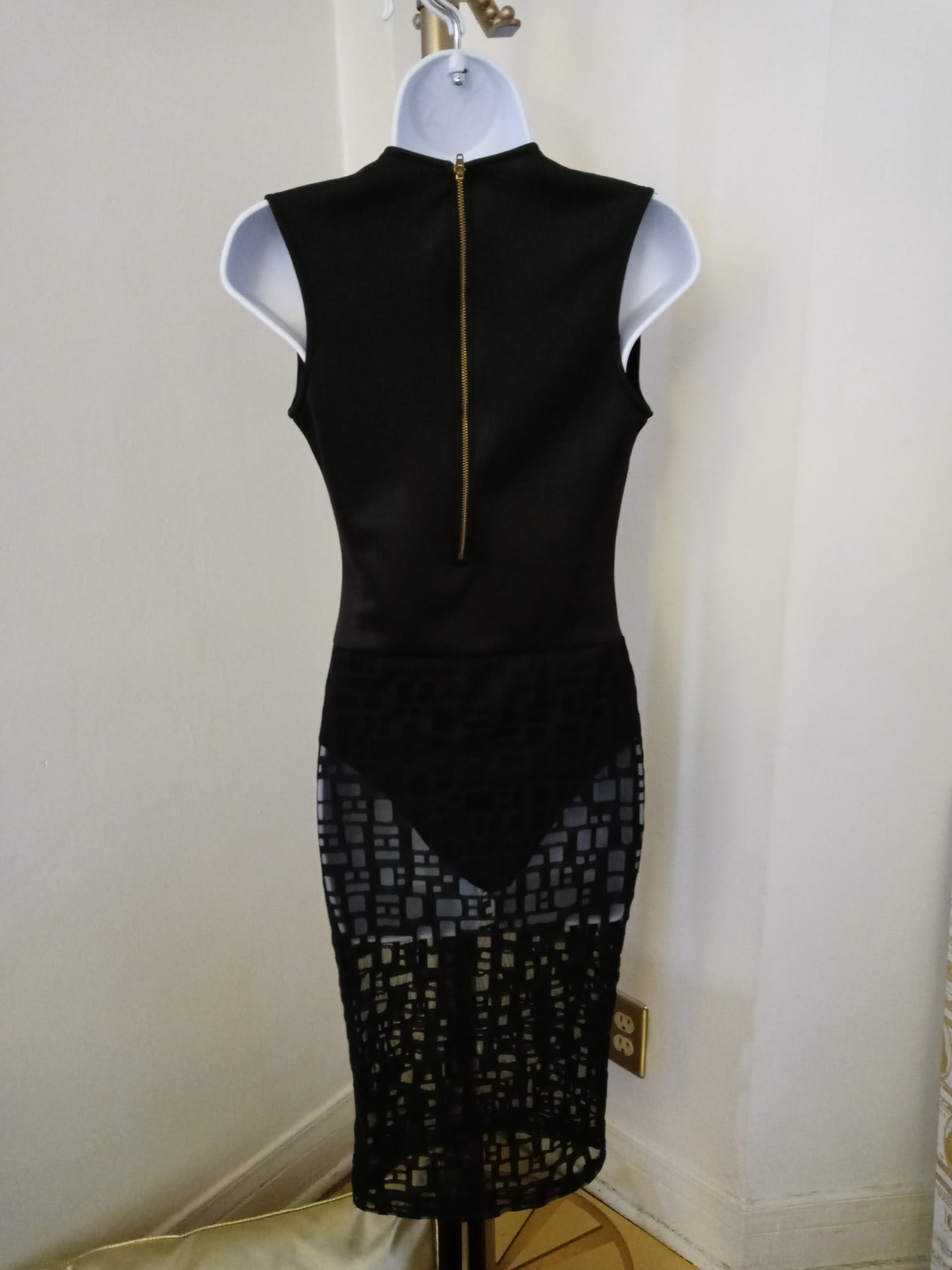 Fashion Nova Black v Cute Sheer Body Con Full Length Sleeveless Maxi Dress In Black
