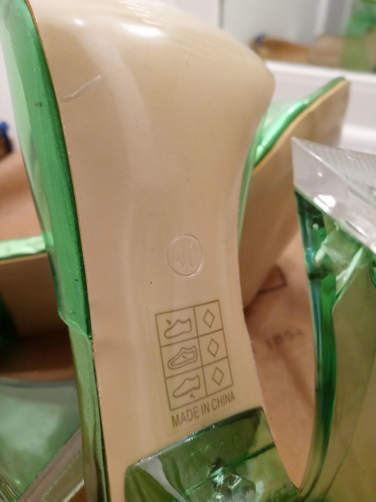 Unbranded Women's Green See Thru Block Heels -