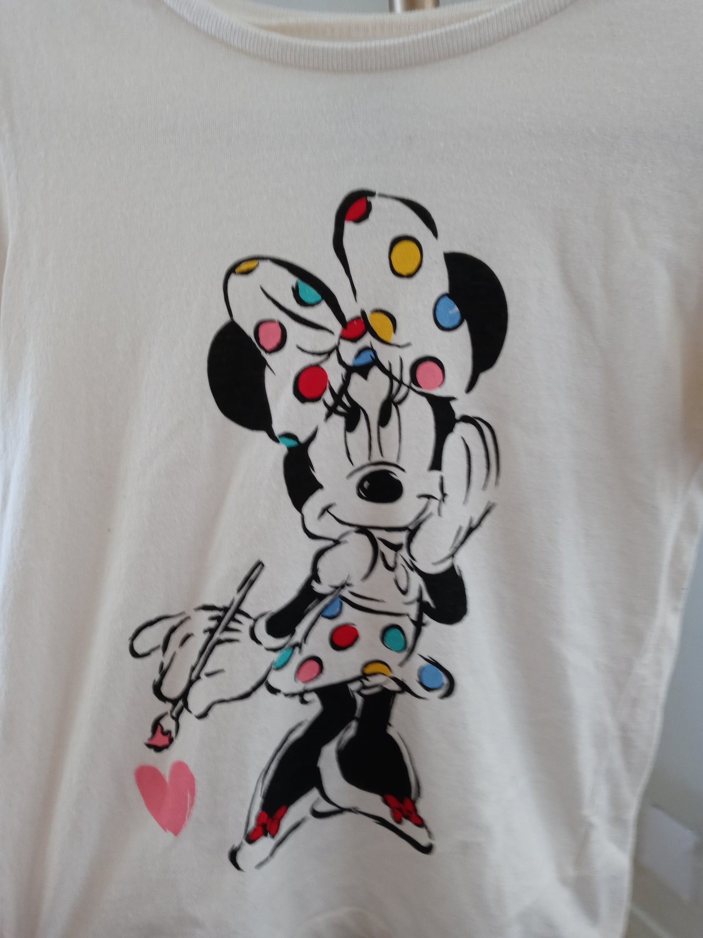 Disney Minnie Mouse Multi Color Polka Dot Painting T Shirt -