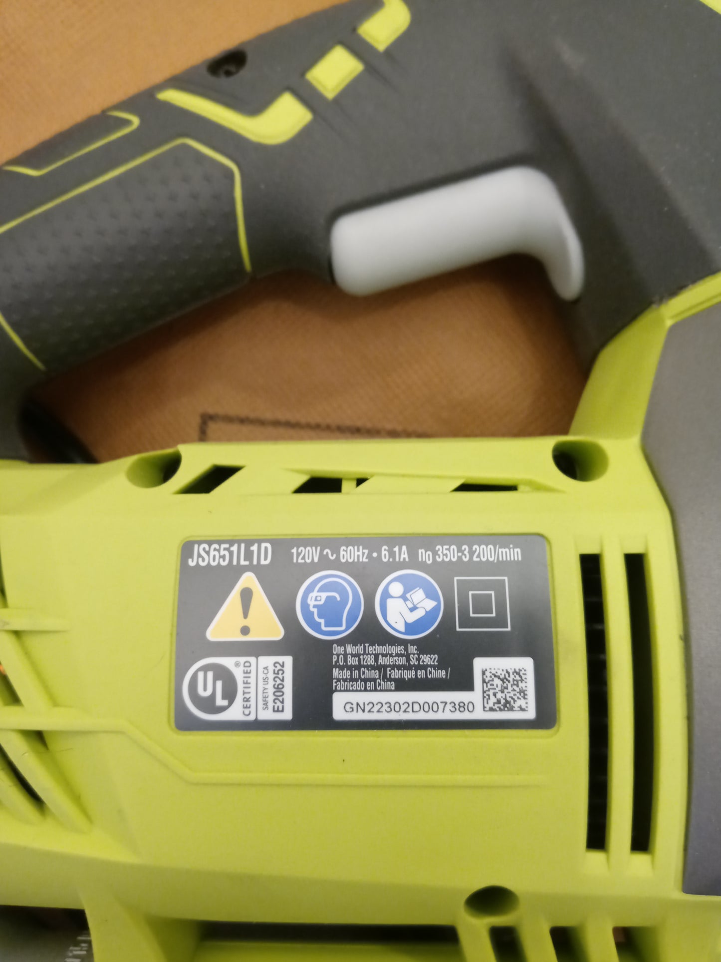 Ryobi 120V Corded Variable Speed Orbital Jigsaw-