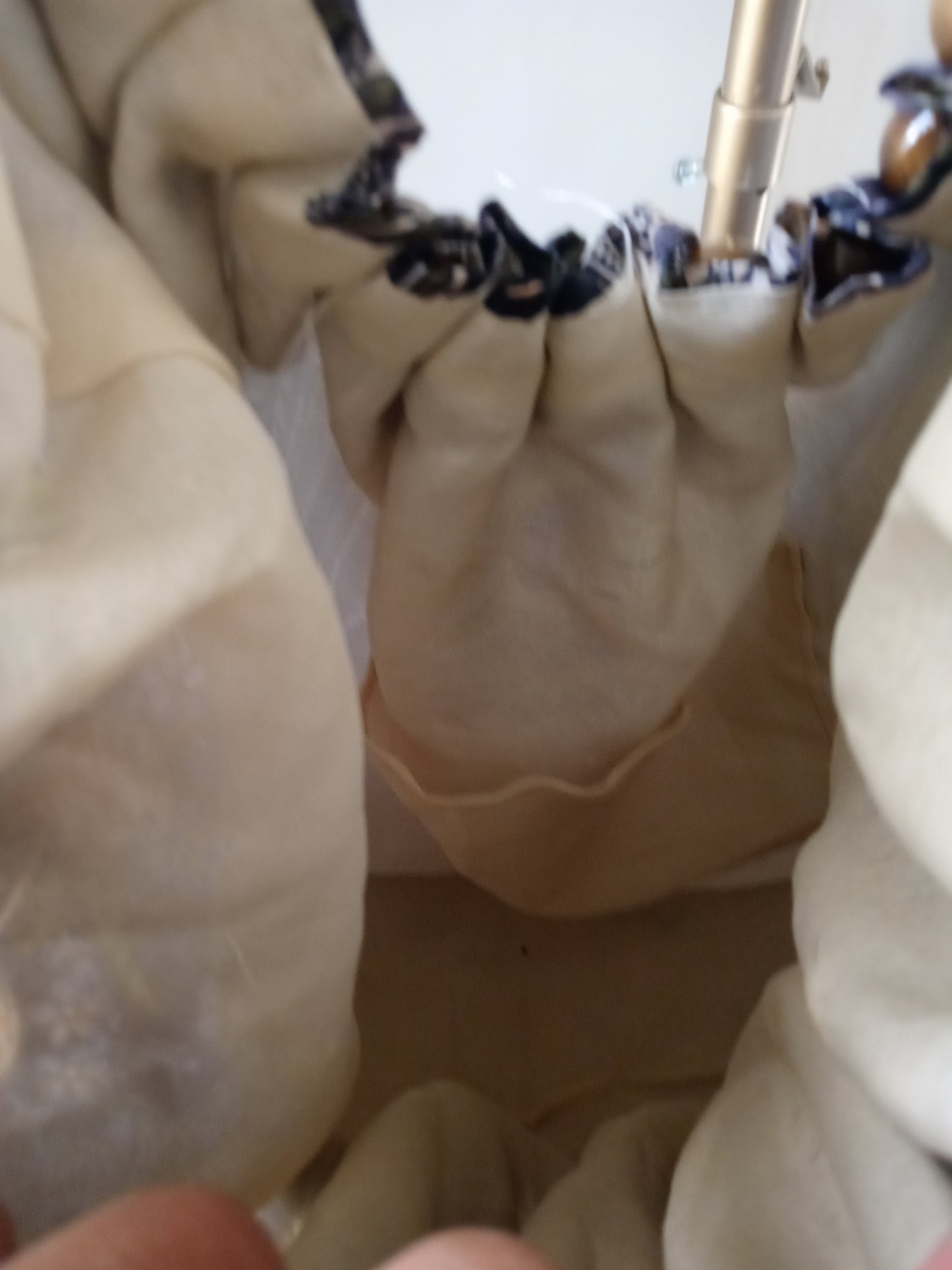 Women's Tote Bag With Brown Bead Handles - Pre Owned - Good Condition