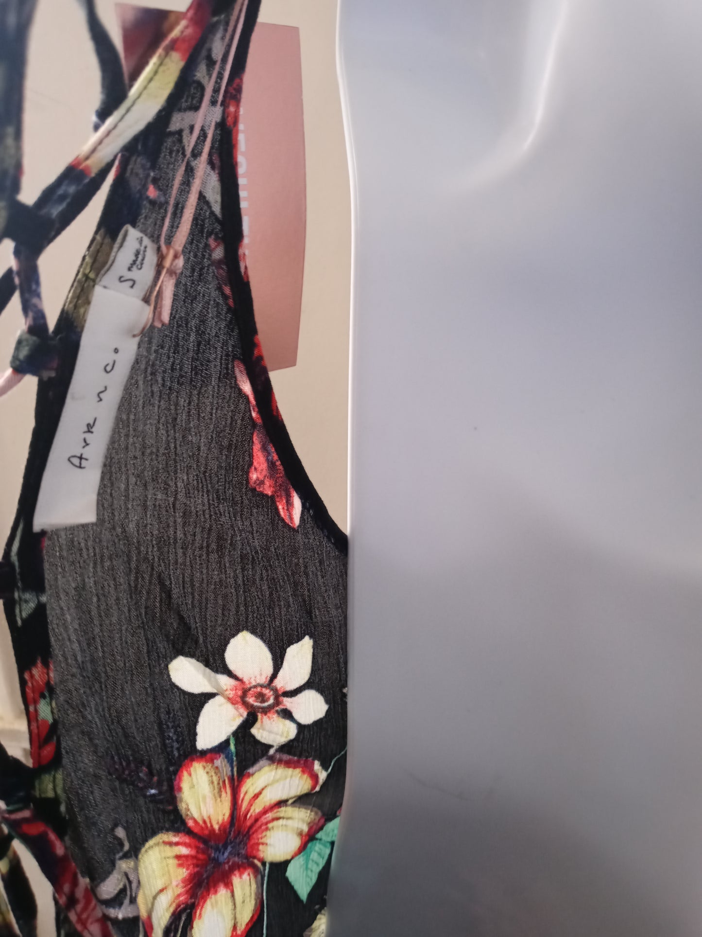Love Culture Black Floral Multi Color Cris Cross Back Out Romper Jump Suit 1pc