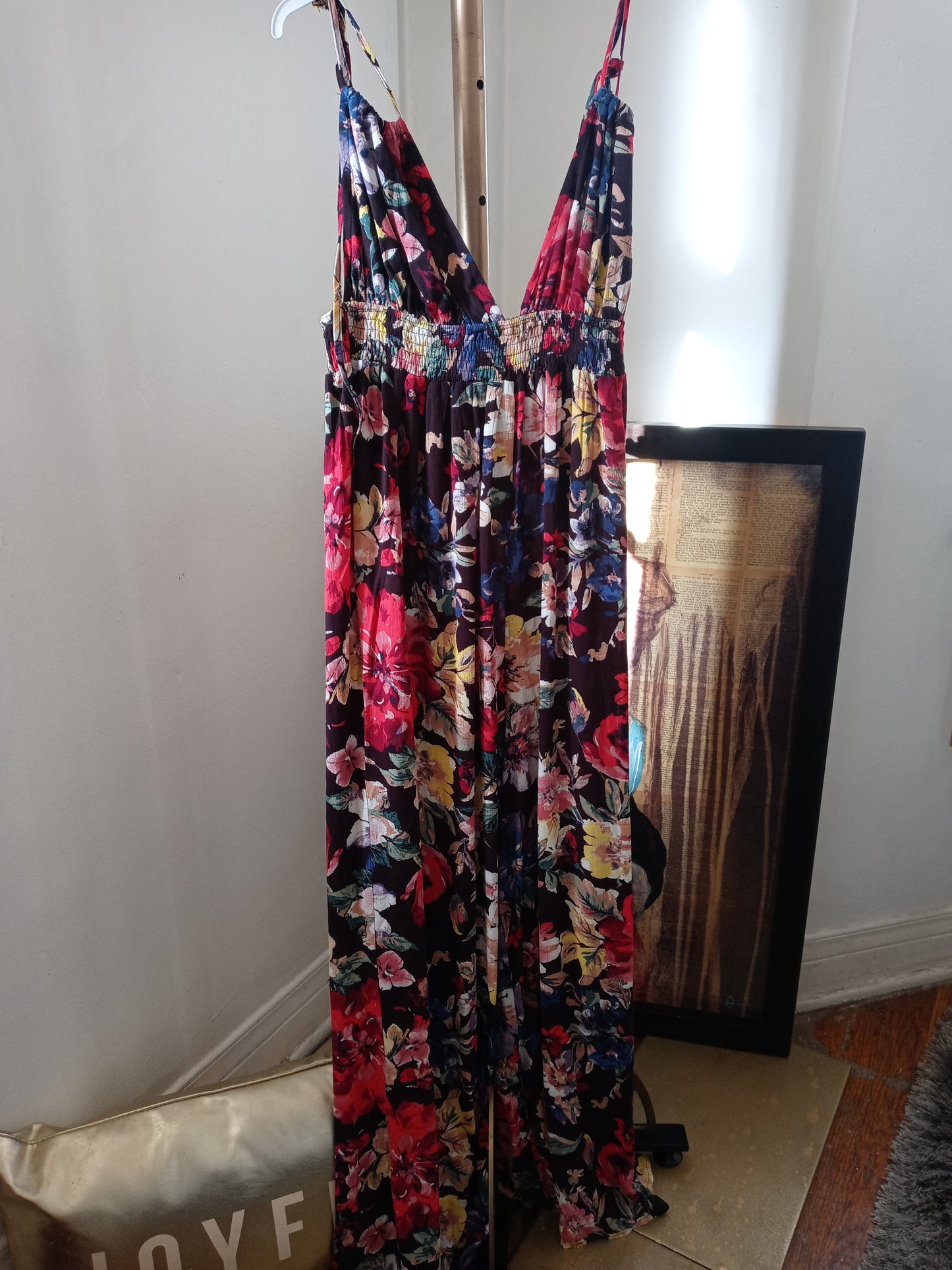 Love Culture En Crème Floral Multi Color 1 PC Romper Jumpsuit Pants