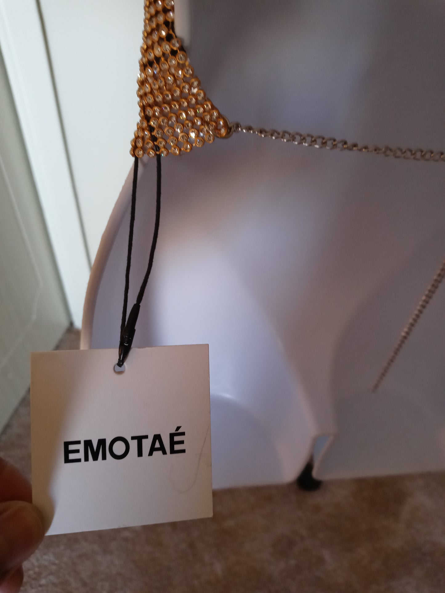 Emotae Aluminum Mesh Triangle Gold & Silver Sleeveless Back Out Crop Top