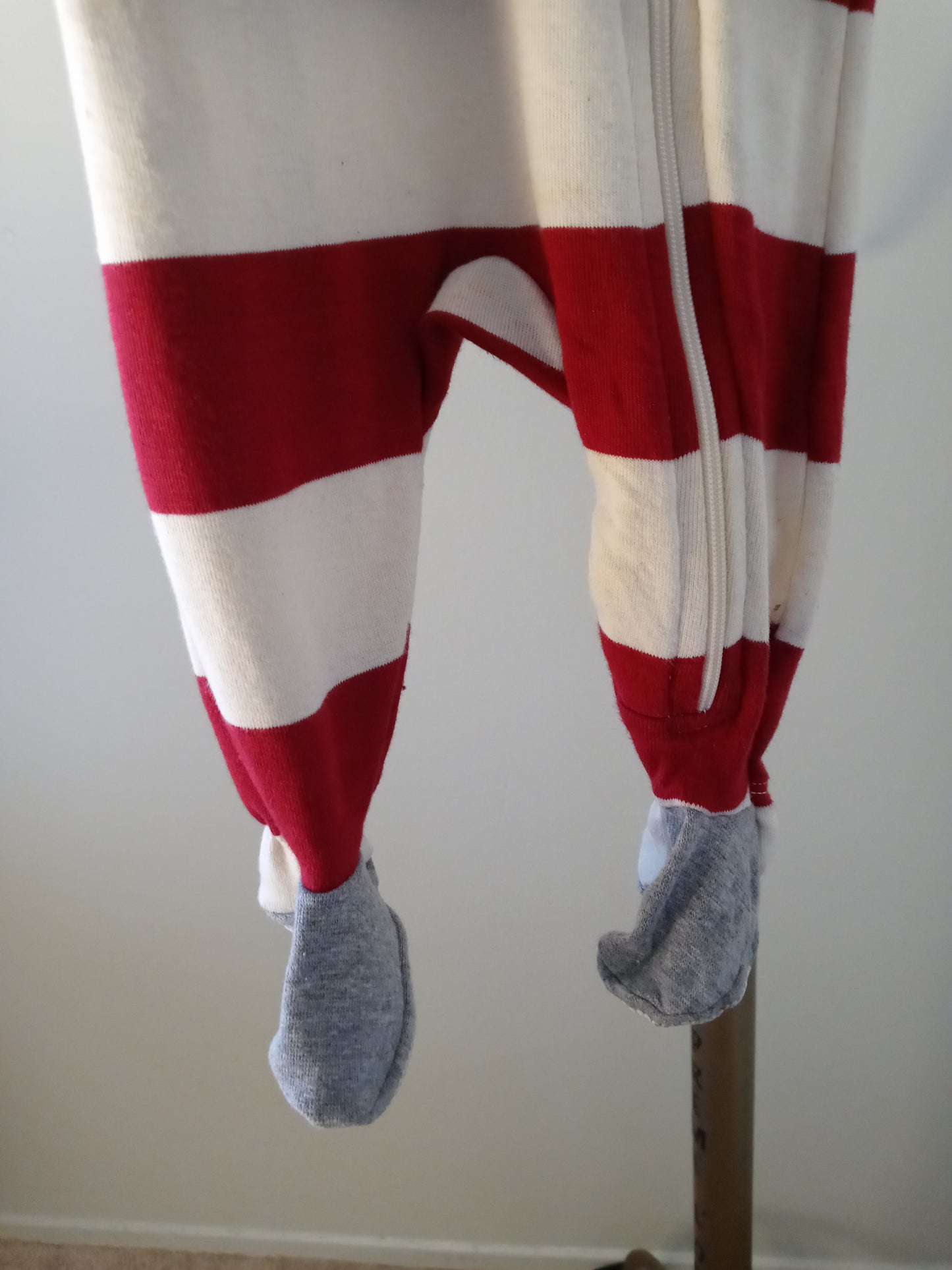 NWT - Burt's Bees Baby Red and White One Piece Zip-Up Pajama
