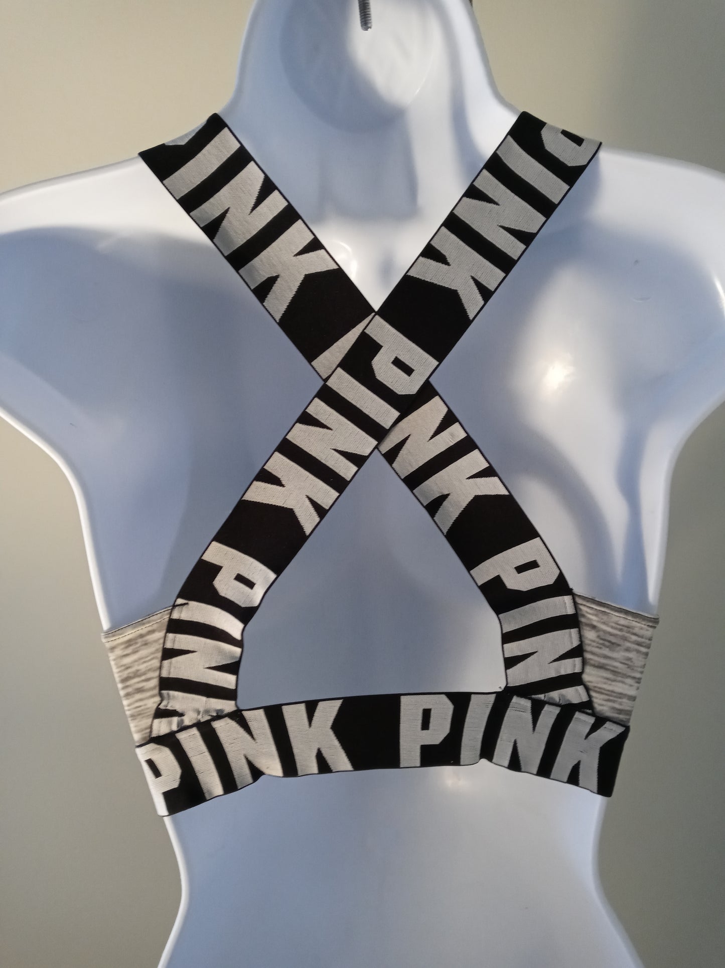 Pink Women's Black , Grey & White Sports Bra