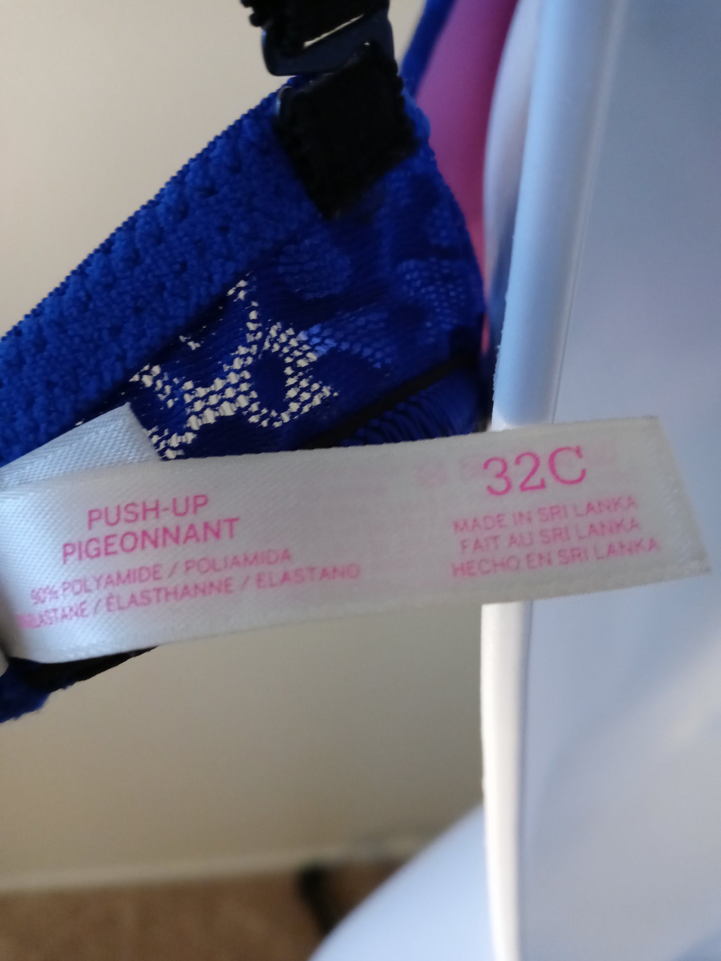 VS PINK Blue Leopard Print Lace Push Up Bra