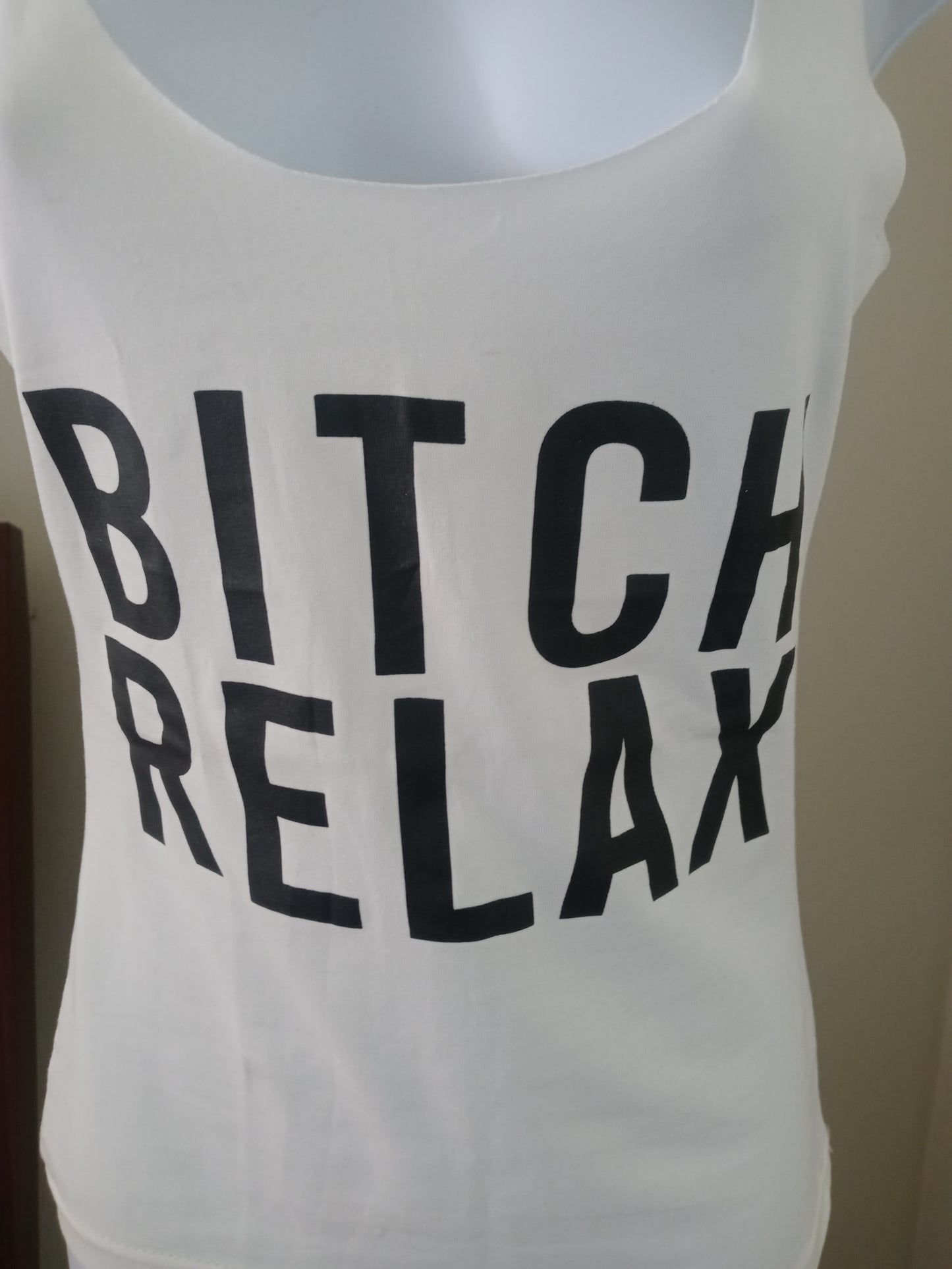Bi*ch Relax Women's Black & White Sleeveless Tank Top