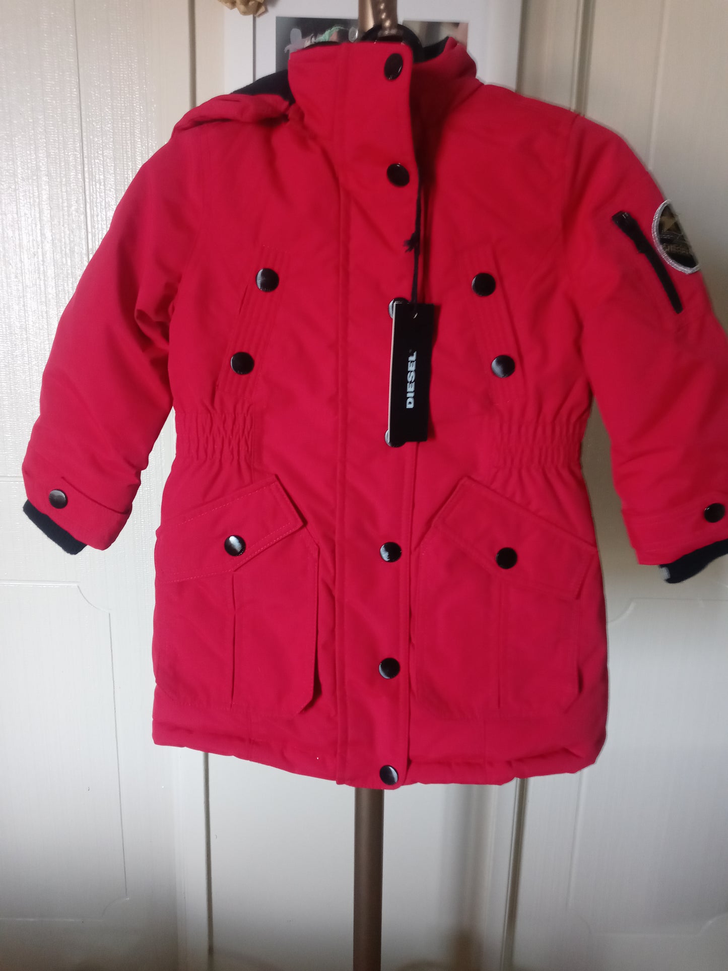 Diesel Girls Parka Puffer Winter Coat Red Warm Size 31.