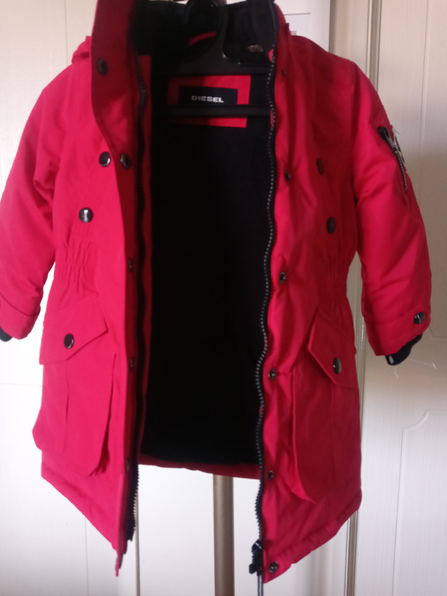 Diesel Girls Parka Puffer Winter Coat Red Warm Size 31.