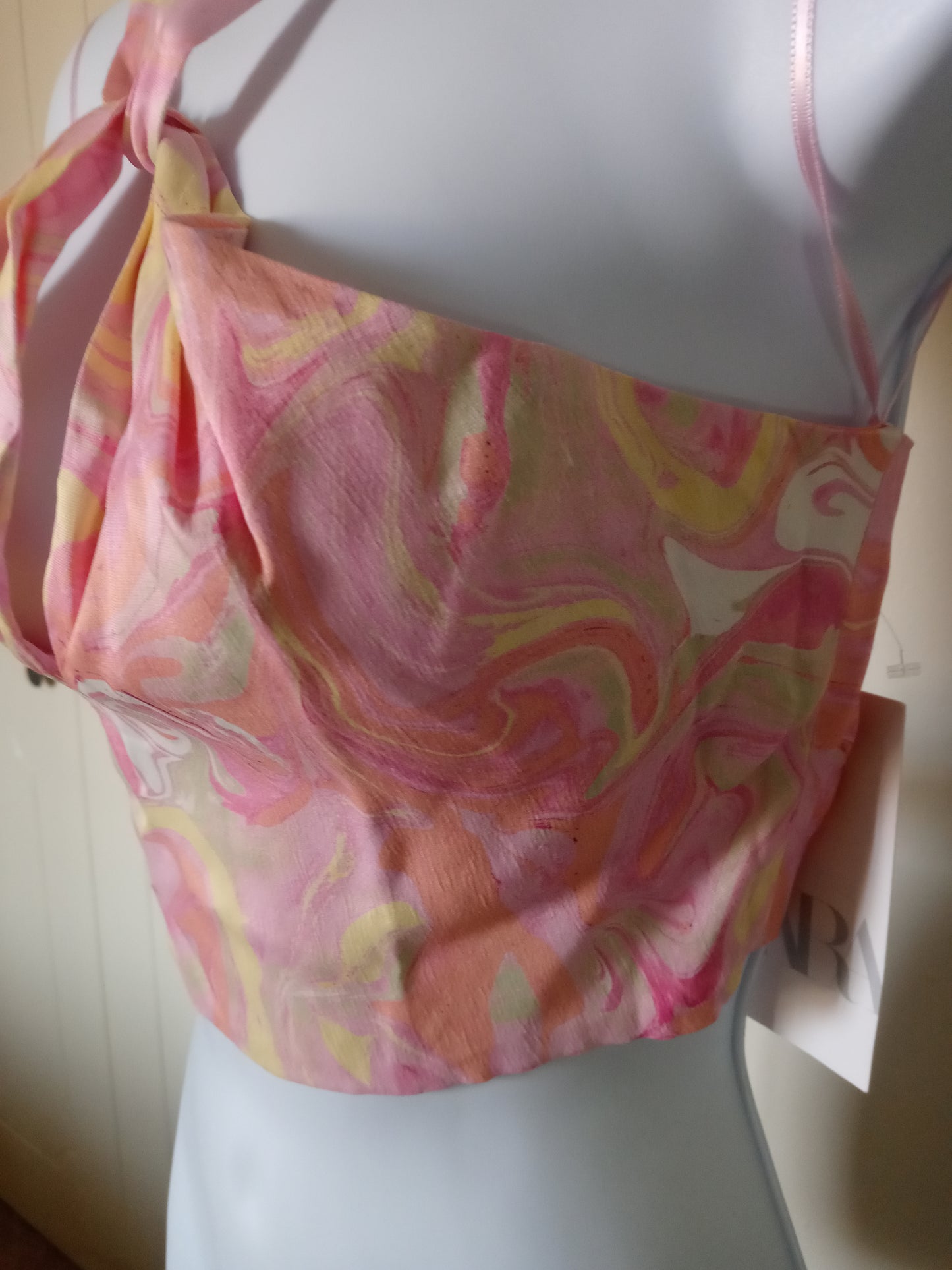 Zara Marble Tie Die print crop top