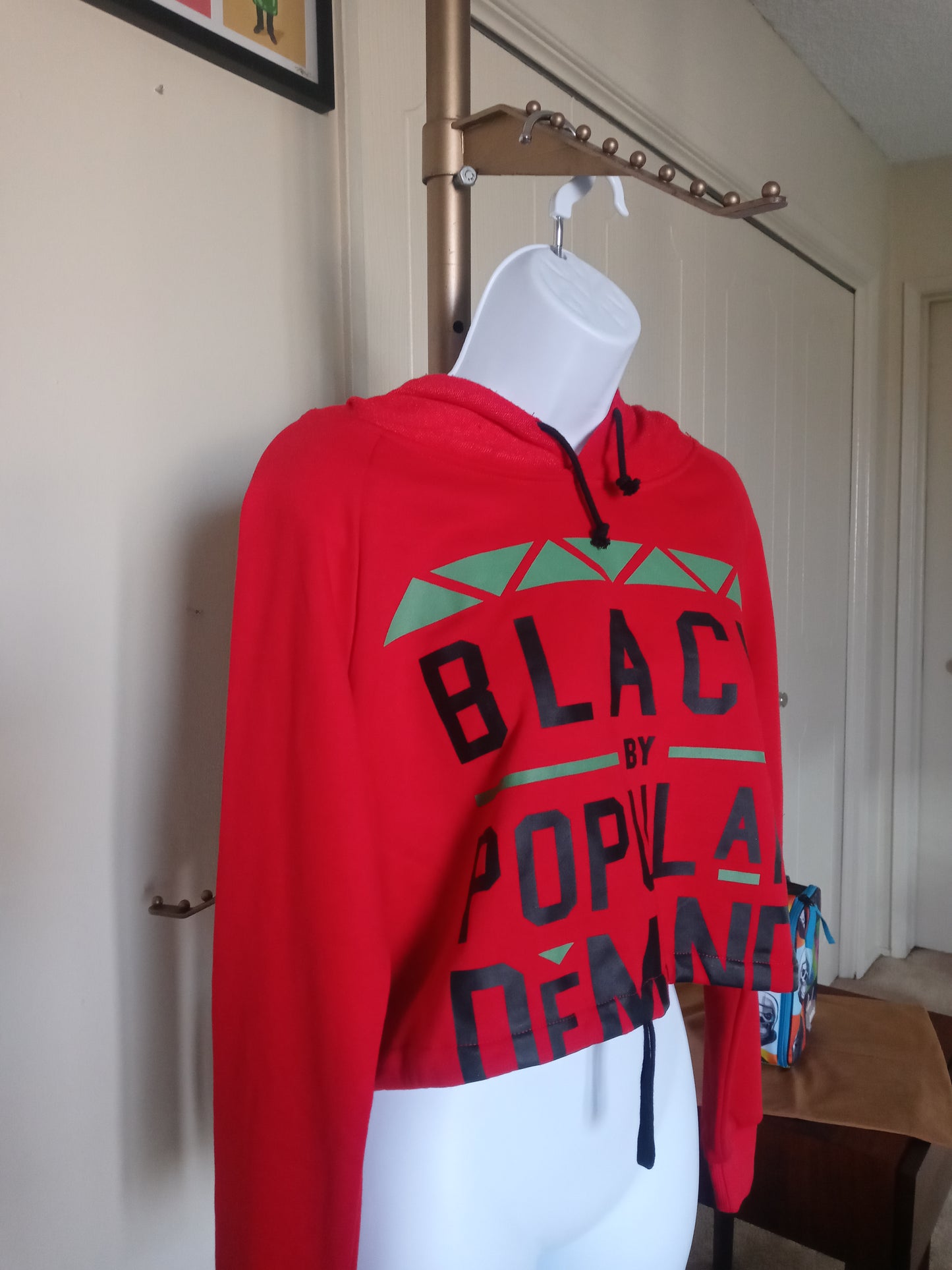Black By Popular Demand Long Sleeve Crop Top Sweat Shirt Hoodie
