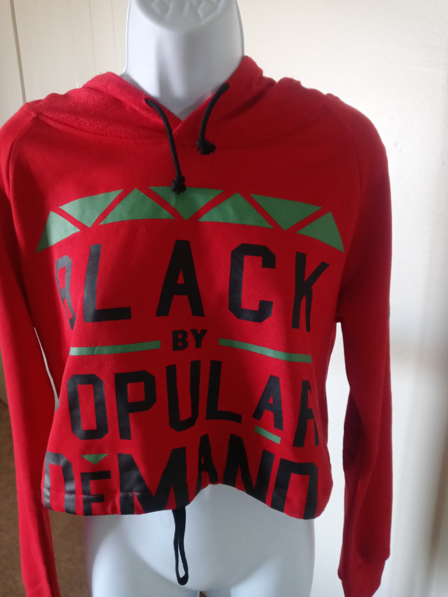 Black By Popular Demand Long Sleeve Crop Top Sweat Shirt Hoodie