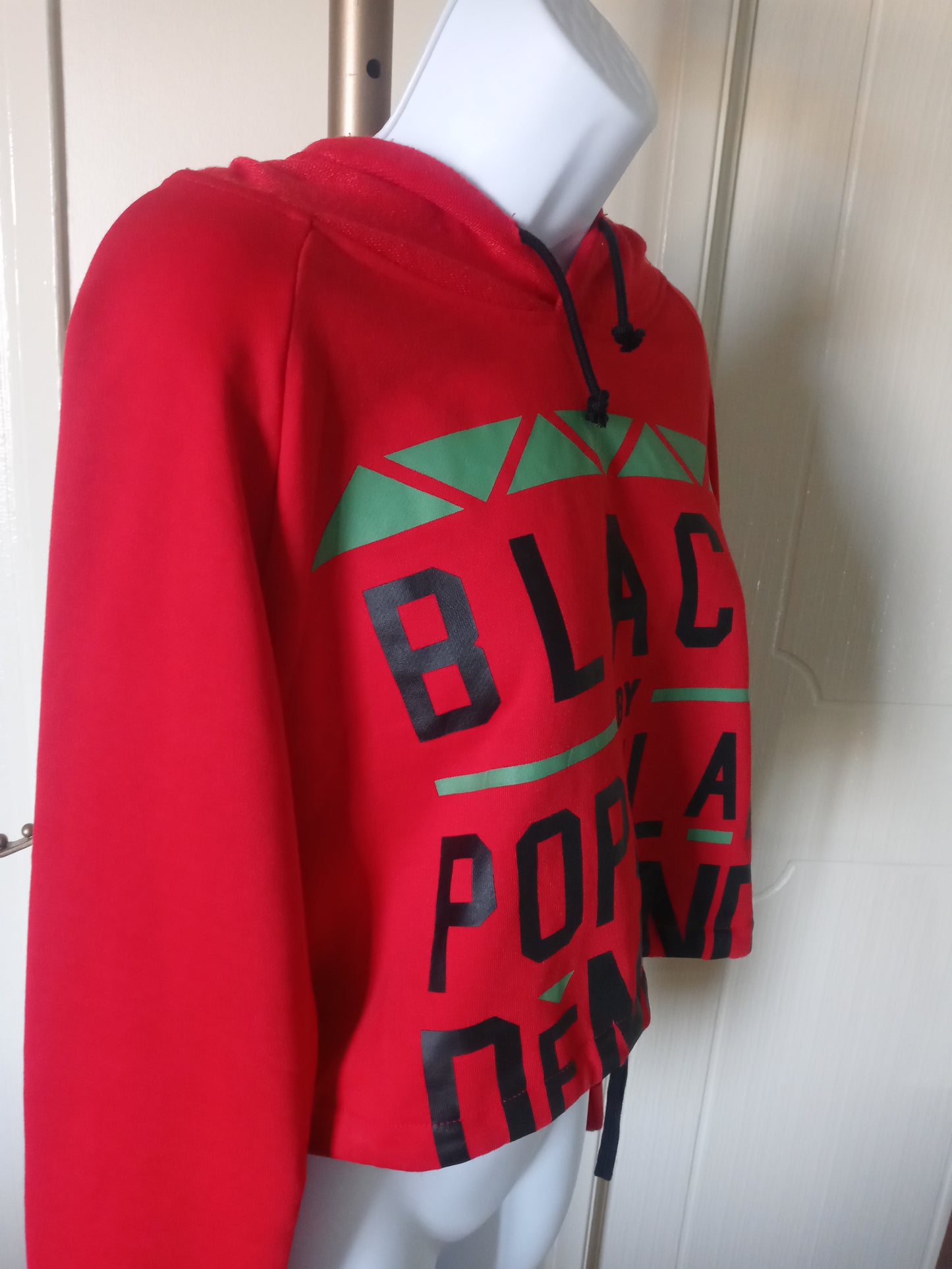 Black By Popular Demand Long Sleeve Crop Top Sweat Shirt Hoodie