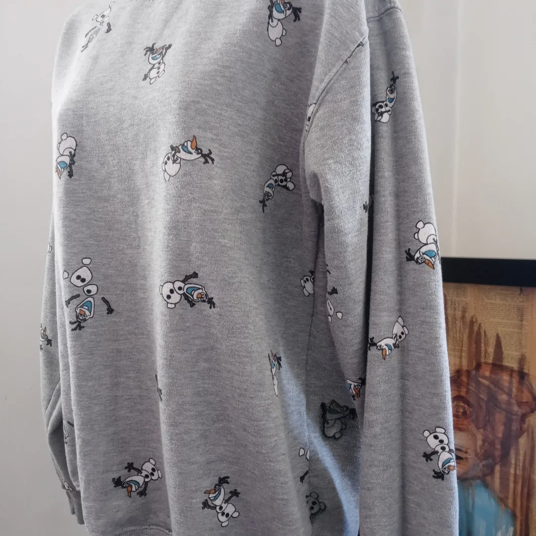 Disney Frozen Snowman Olof Grey Printed Sweatshirt size Medium