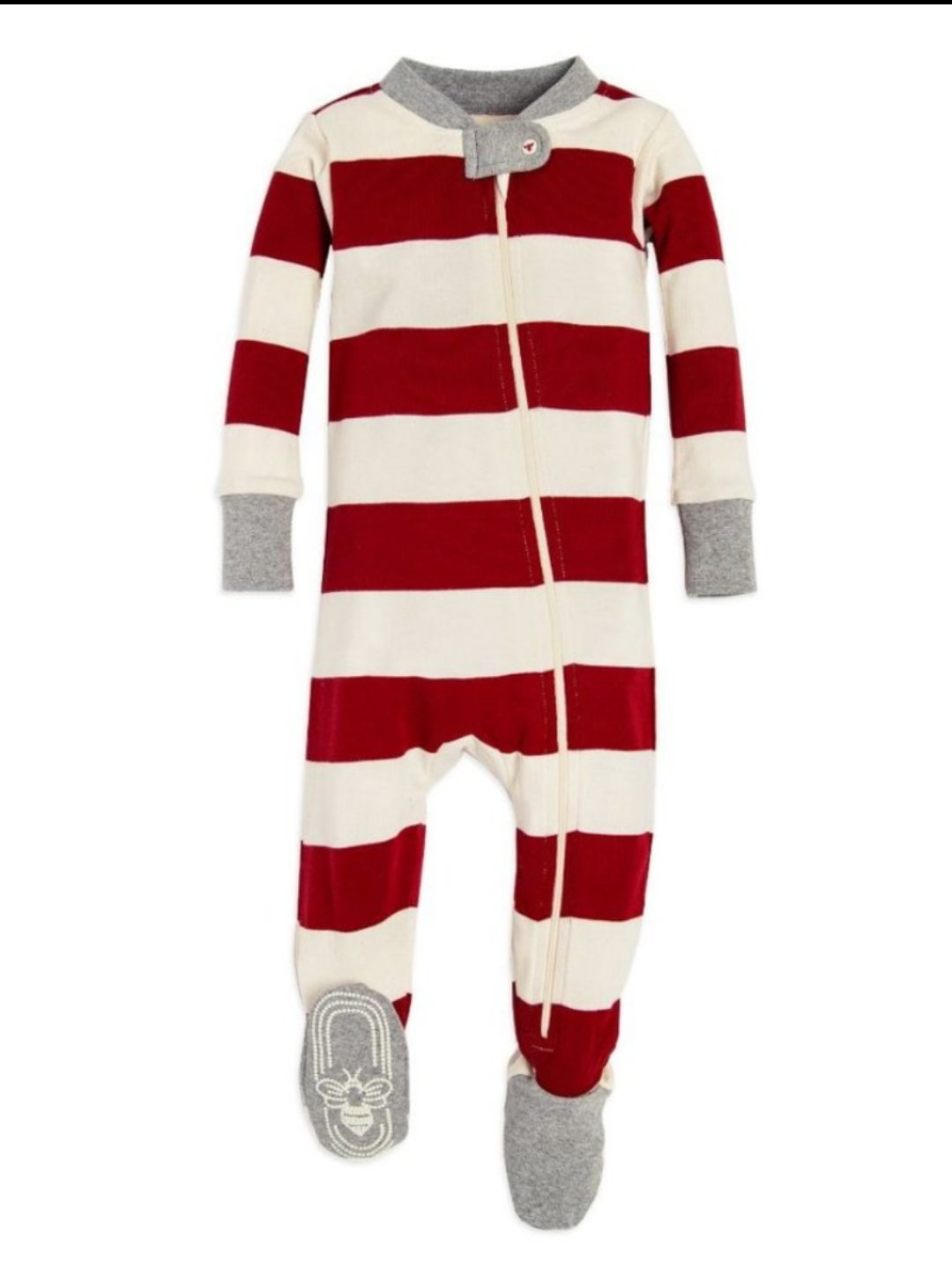 NWT - Burt's Bees Baby Red and White One Piece Zip-Up Pajama