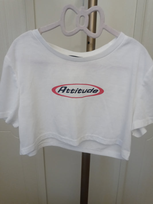 SHEIN Attitude White Crop Top