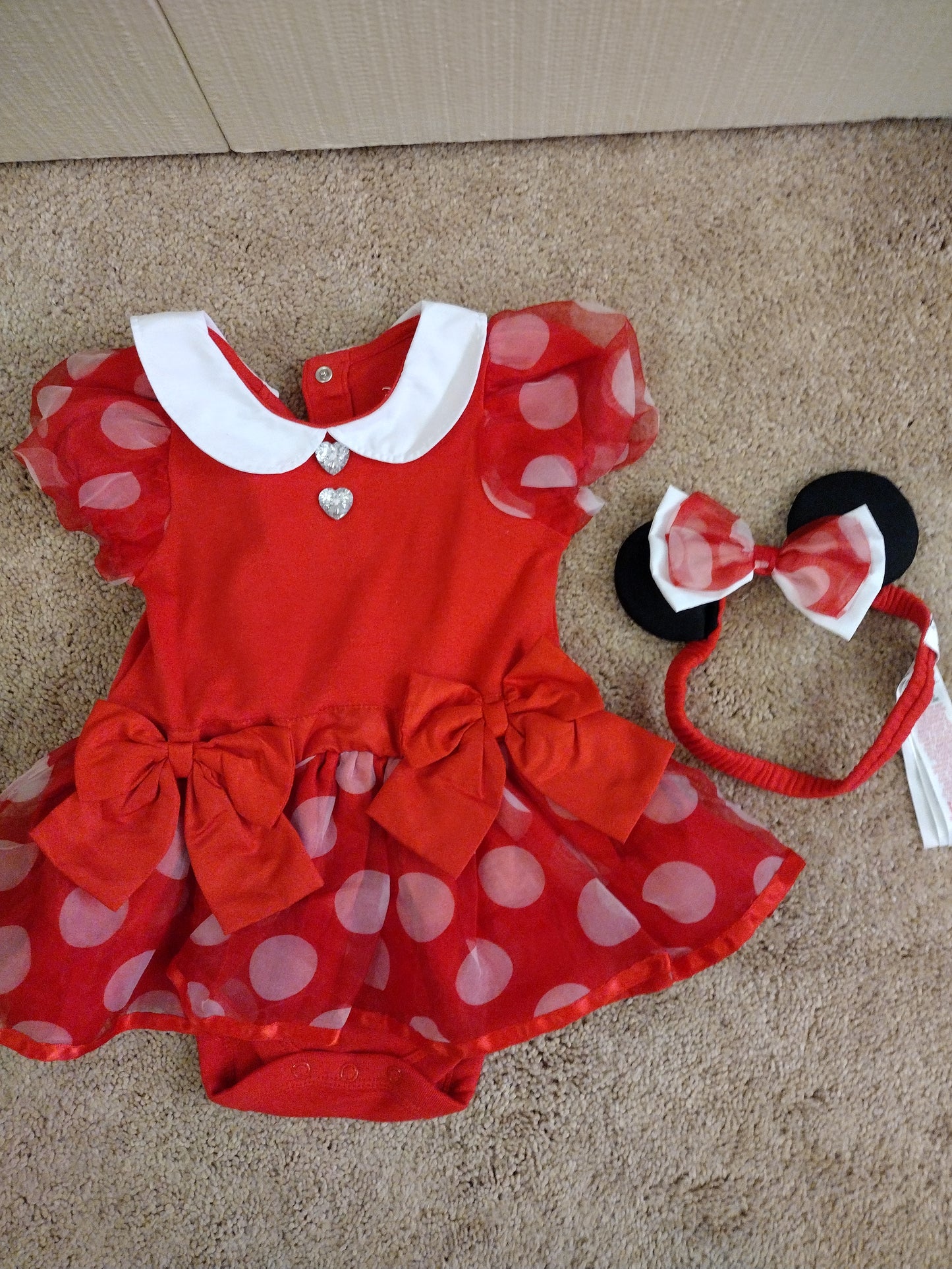 Disney Baby Minnie Mouse Dress With Headband 18-24 Months Body Suit One Piece
