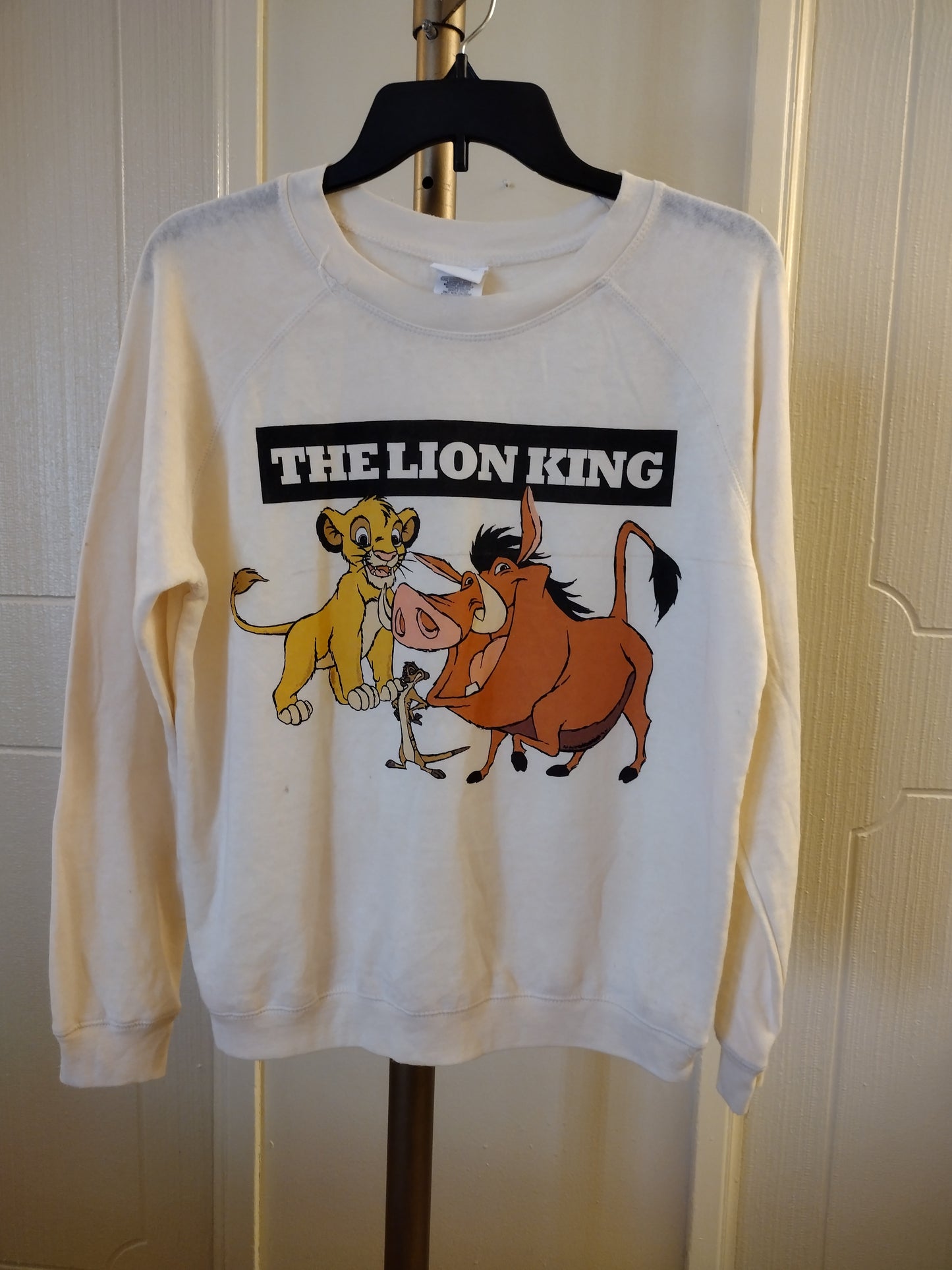 Disney The Lion King Vintage Rare Sweatshirt Big Spell Out Pull Over Long Sleeve - Cream / ivory