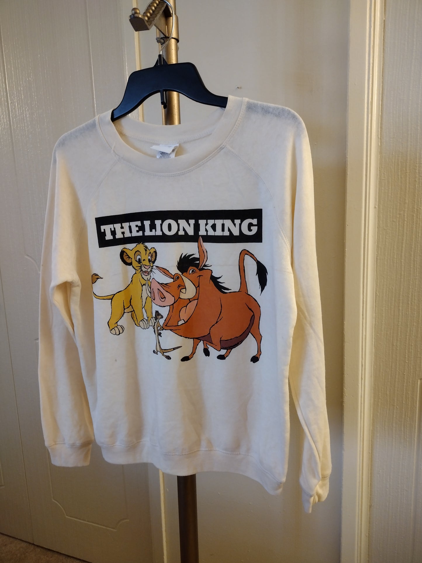 Disney The Lion King Vintage Rare Sweatshirt Big Spell Out Pull Over Long Sleeve - Cream / ivory