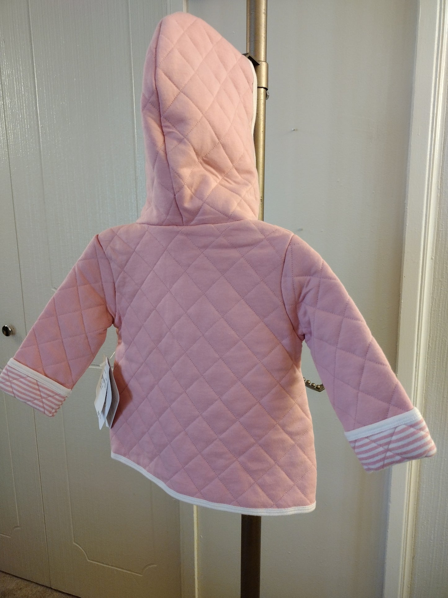Burt's Bees Diamond Organic Baby Quilted Jacket Hooded Pink Size 3-6 Months NWT