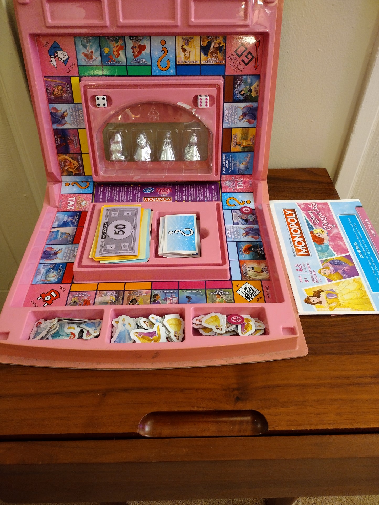 Monopoly Disney Princess Edition Open & Play Board Game Hasbro Ages 8+
