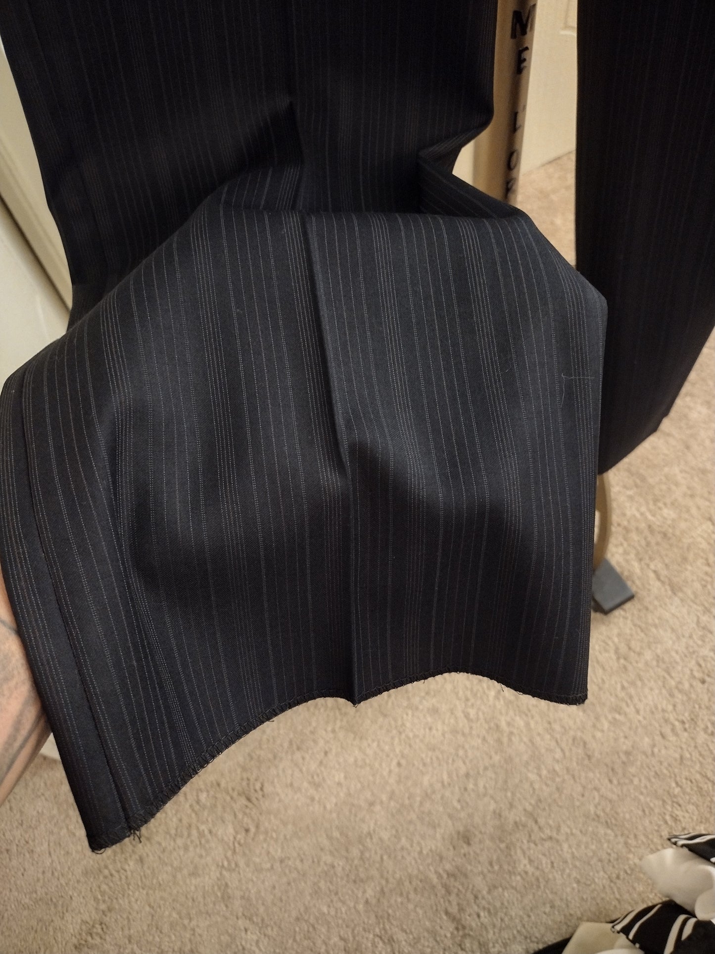 Authentic Gucci Men's 2 Piece Black & Grey Pinstripe Suit