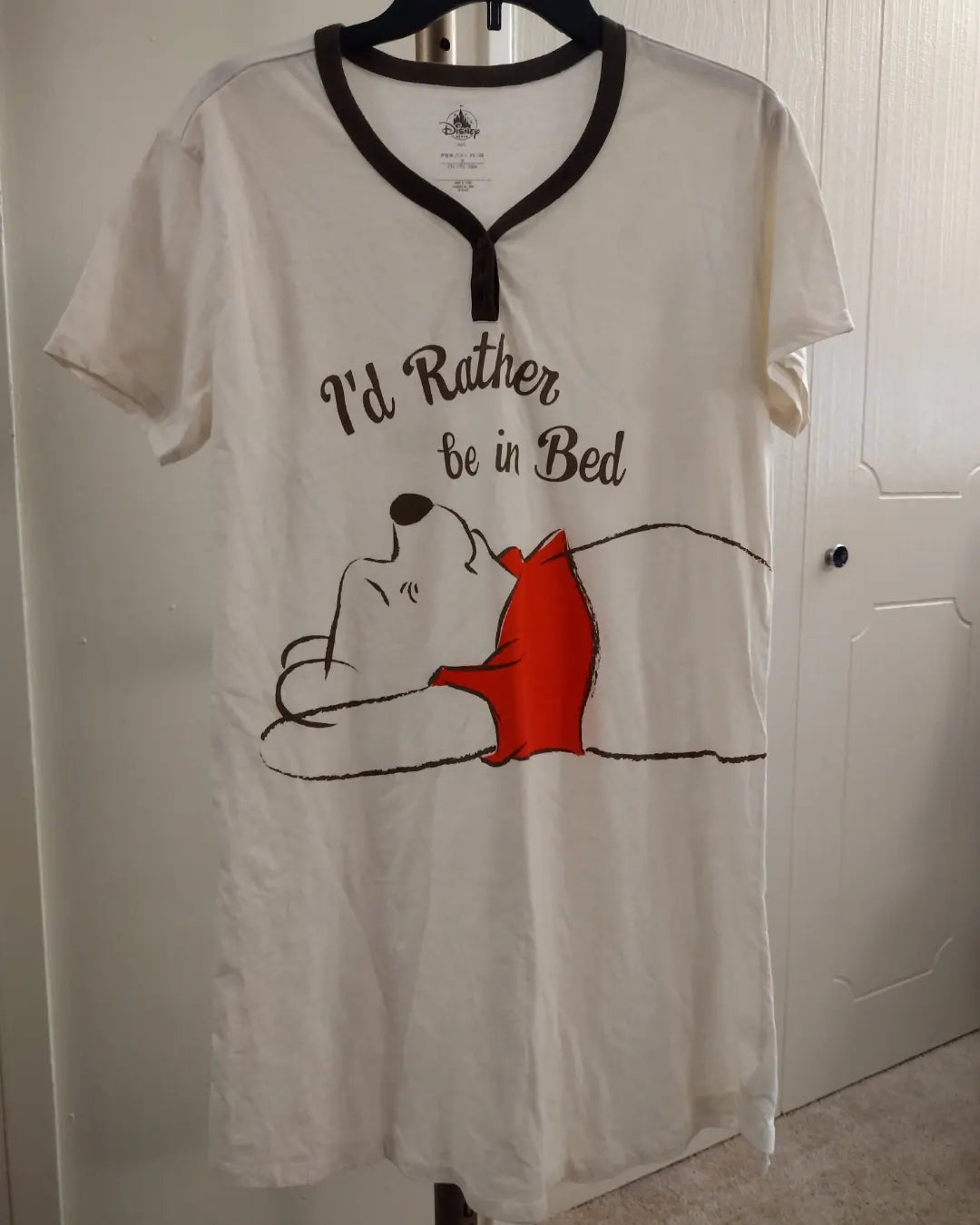 Disney Winnie The Pooh " Id Rather Be in Bed " Night Shirt Women's