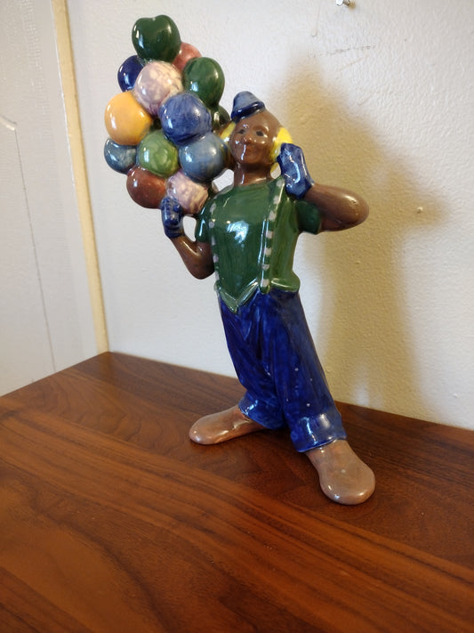 Vintage 10" Balloon Man Figurine   Pre Owned Good Condition Multi Color