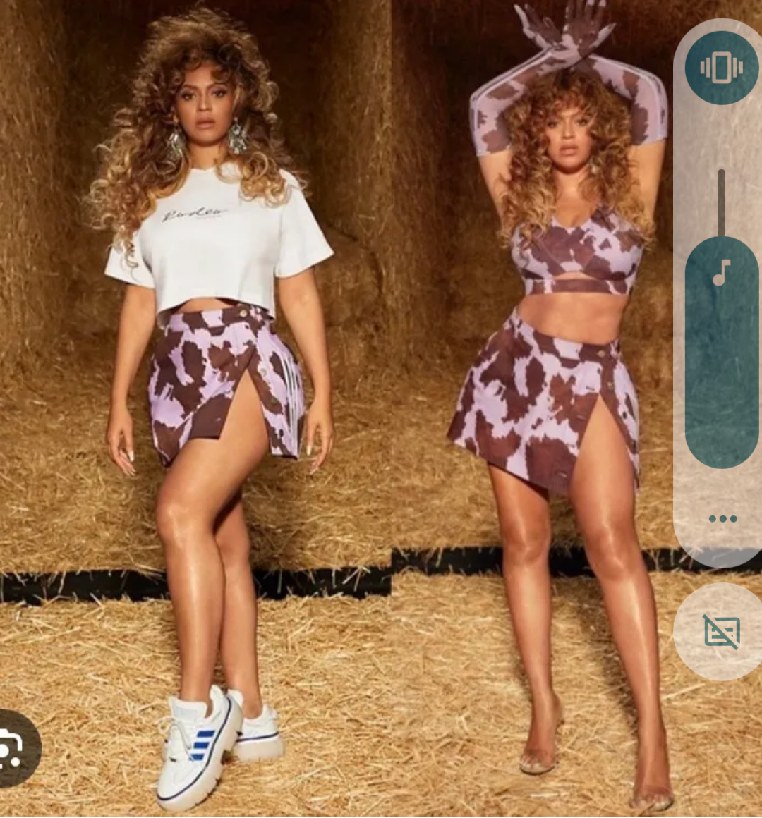 Beyonce adidas x IVY PARK Size 4T Rodeo Cow Print Denim Skirt