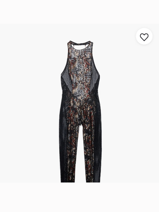 Savage X Fenty Lingerie By Rihanna Cold Hearted Snake High-Neck Lingerie Catsuit Size Medium