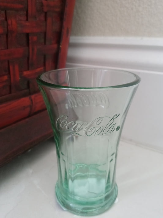 Vintage Green Tinted Coca Cola Glass Cup