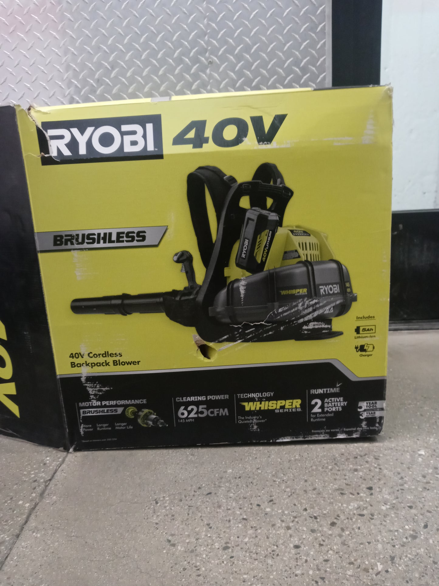 Ryobi RY40440 40 Volt 145 MPH 625 CFM Cordless Brushless Variable Speed Backpack Leaf Blower