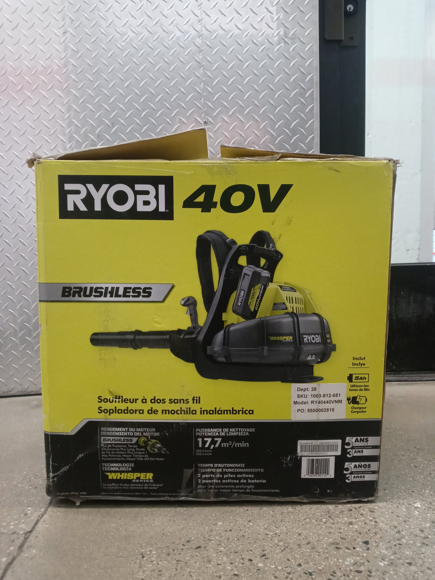 Ryobi RY40440 40 Volt 145 MPH 625 CFM Cordless Brushless Variable Speed Backpack Leaf Blower
