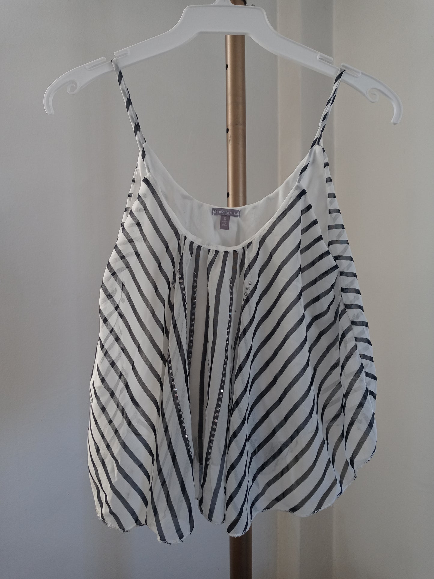 Charlotte Russe Women's Blouse Top White & Black Stripes - Style# ODT - 1049 -