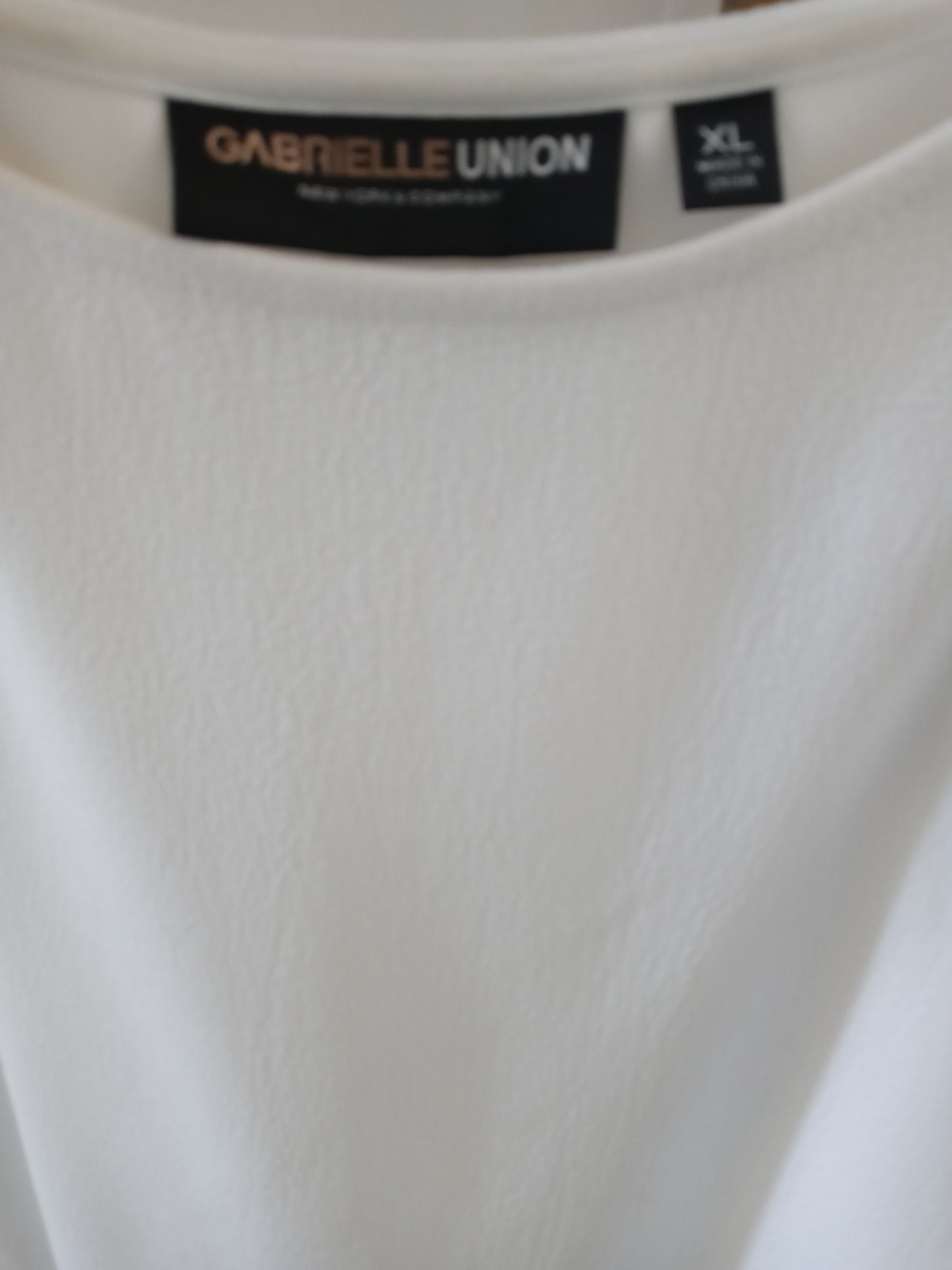 Gabrielle Union New York & Company Off White Long Sleeve Flair Knee Length Elegant T Shirt Dress - Women's Size XL