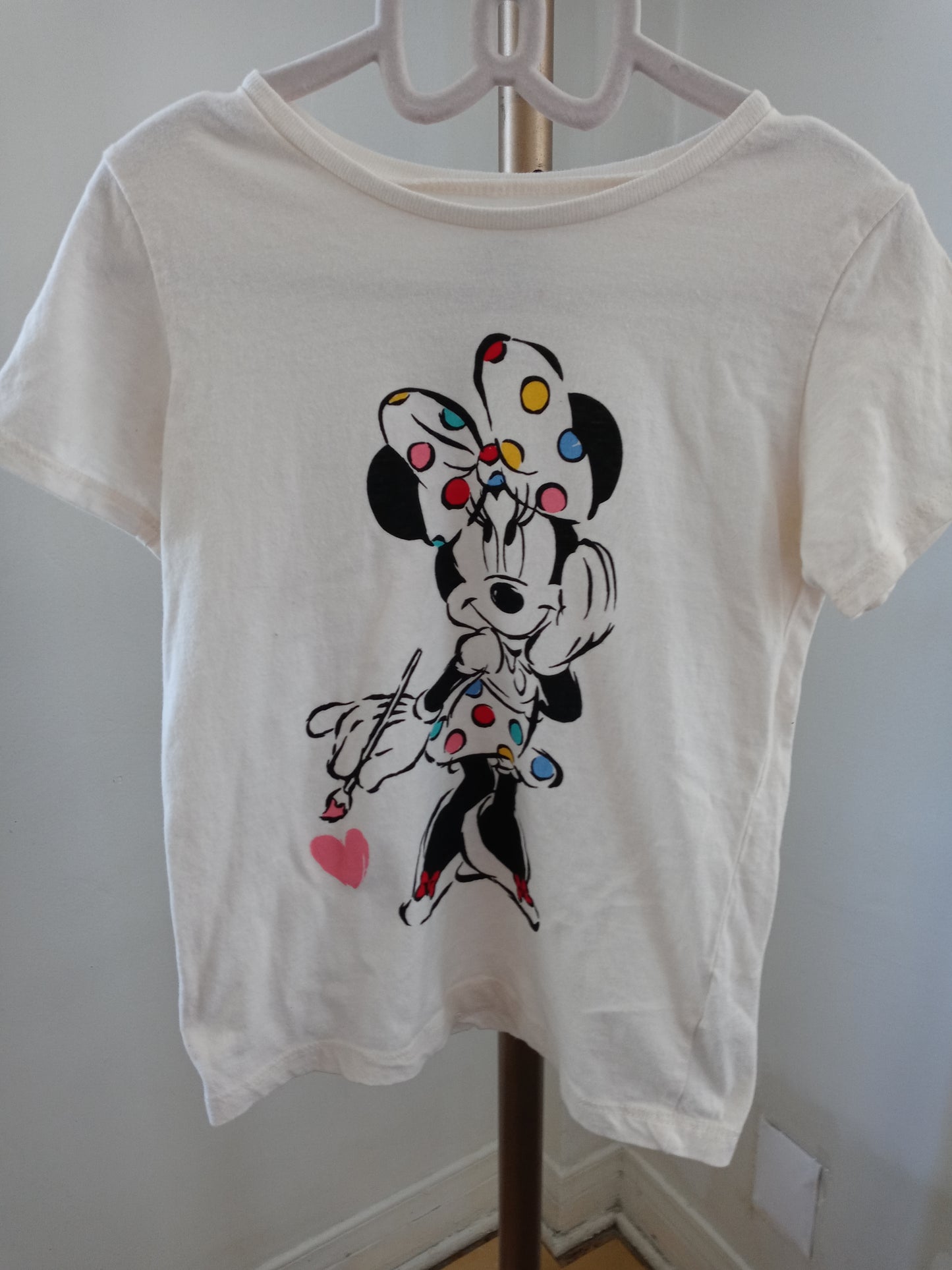 Disney Minnie Mouse Multi Color Polka Dot Painting T Shirt -