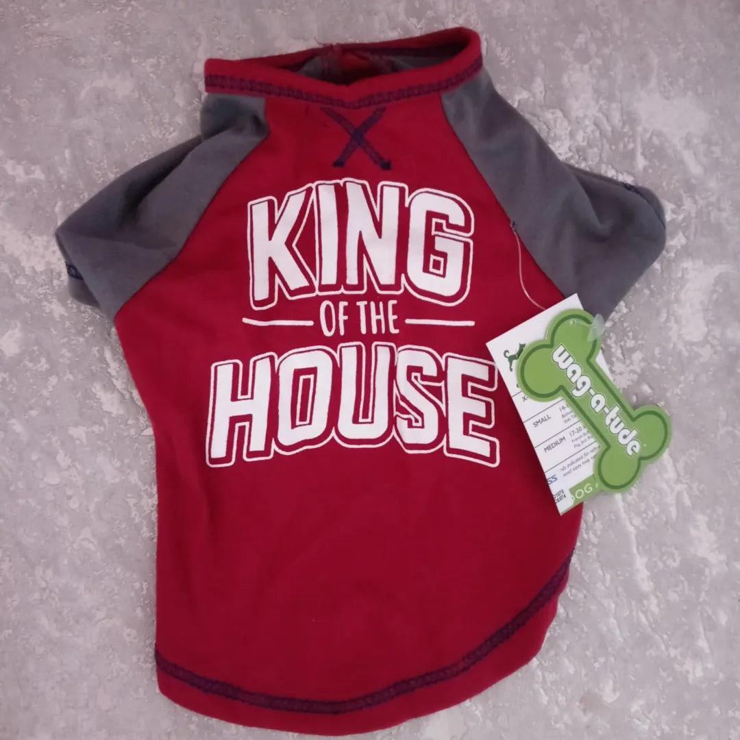 Wag - a Tude Dog Apparel Burgundy & Grey Top " King Of The House