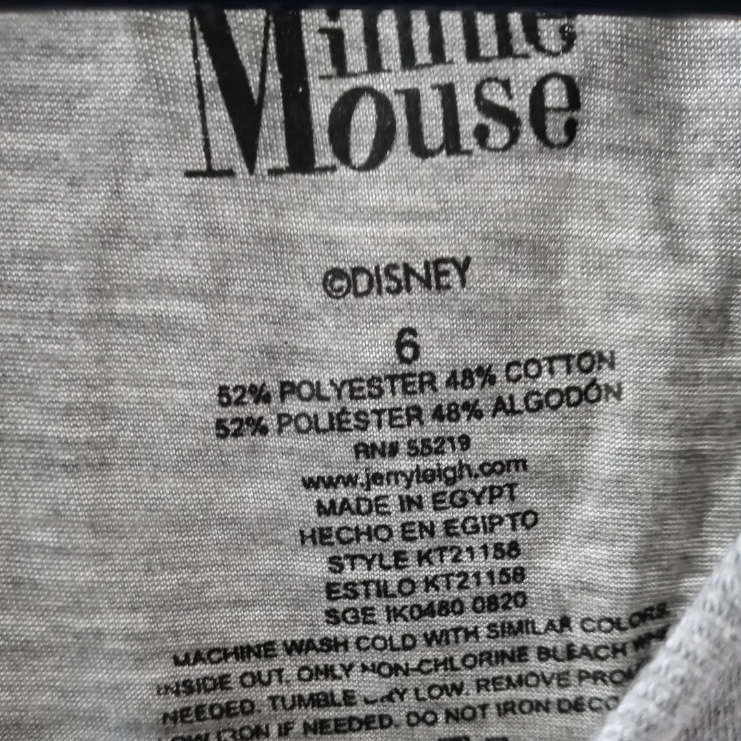 Disney Minnie Mouse Kids Girls Short Sleeve Grey T Shirt